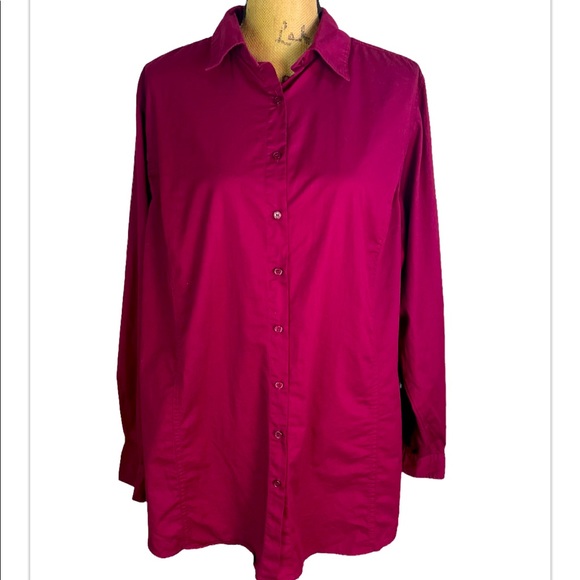 Chico's Tops - Chico’s Top Blouse Women Size 22/24 Button Up Non-Iron Wine Color Tunic Plus